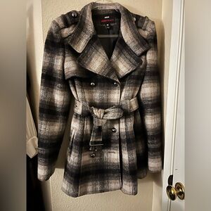 M60 Miss Sixty Brown, tan black Plaid wool Coat